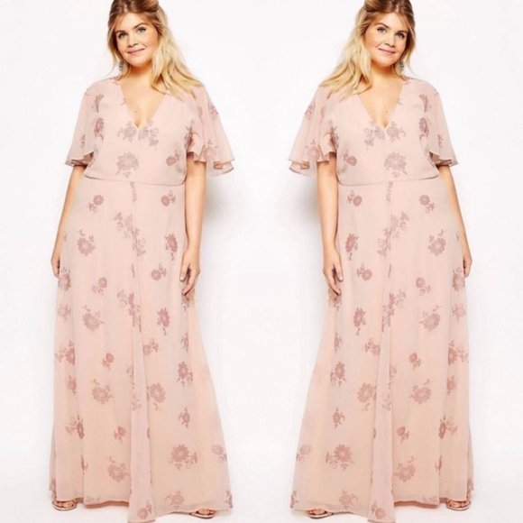 ASOS Dresses & Skirts - NWT ASOS Curve Flutter Sleeve Lurex Maxi Dress 14
